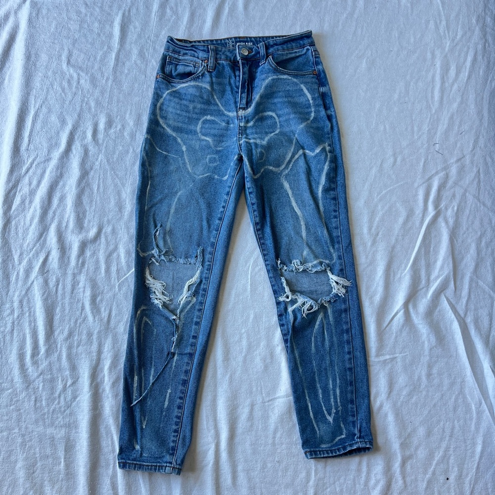Hand Painted Skeleton Bone Jeans - Size 5